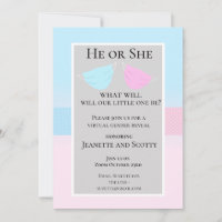 Virtual Pink Blue Gender Reveal 2020 facemasks