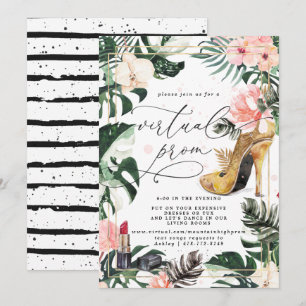 Virtual Prom Party   Exotic Tropical Monstera Invitation