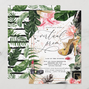 Virtual Prom Party Glamourous Summer Greenery Invitation
