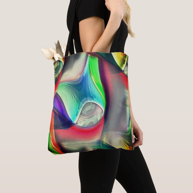 Virtual psychedelic metallic armour recycling      tote bag (Close Up)