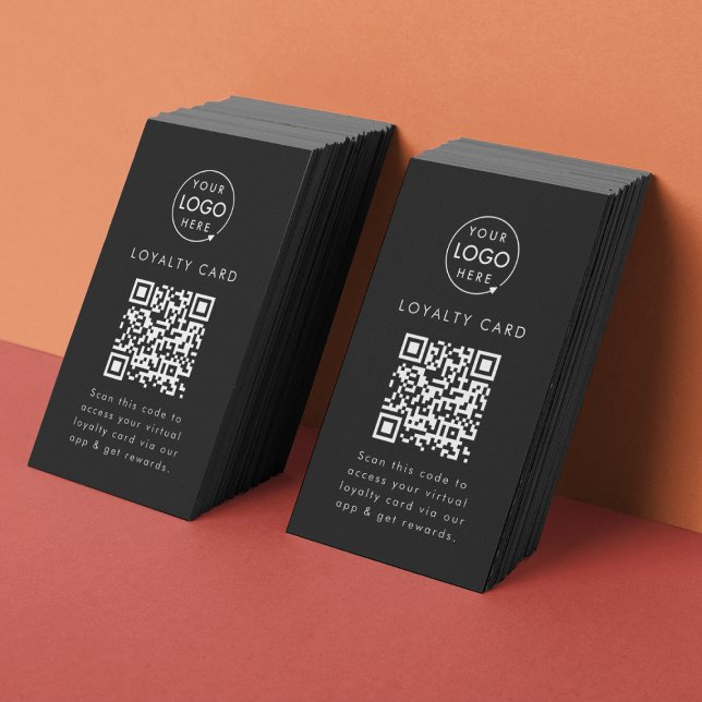 Virtual QR Code Reward Business Logo Digital Loyal Loyalty Card (Professional loyalty card template with interactive QR code for small business customer retention.)