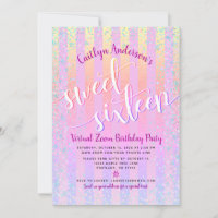 Virtual Rainbow Ombre Sweet Sixteen Birthday Girly
