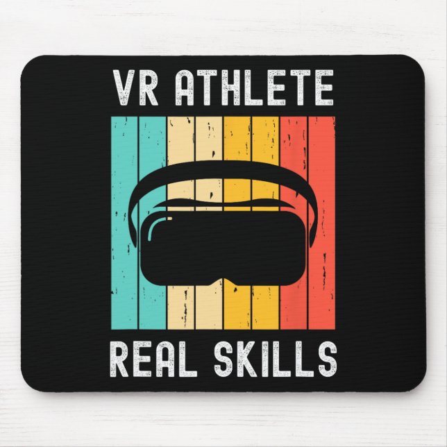 Virtual Reality Athlete Geek Gamer Retro Vr Gaming Mouse Pad (Front)