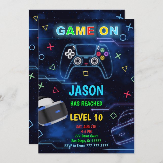 Virtual Reality Birthday Games Invites (Front/Back)