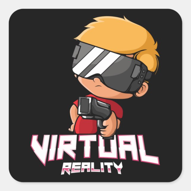 Virtual reality gamer square sticker (Front)
