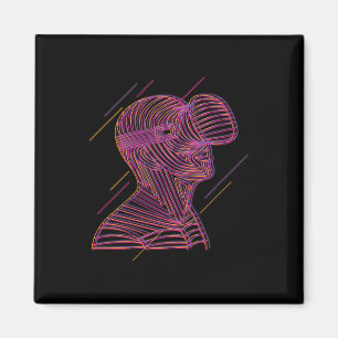 Virtual Reality Graphic Line Art For A Vr Gamer 2 Magnet