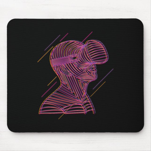 Virtual Reality Graphic Line Art For A Vr Gamer 2  Mouse Pad (Front)