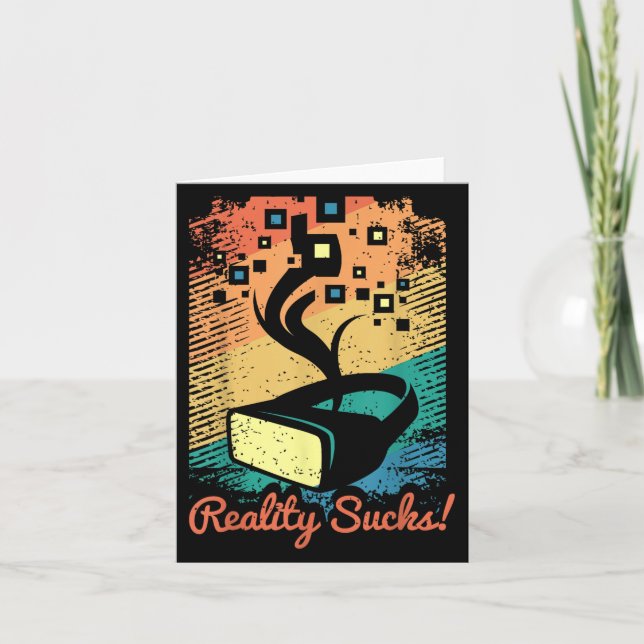 Virtual Reality Graphic Retro Distressed Art For A Card (Front)