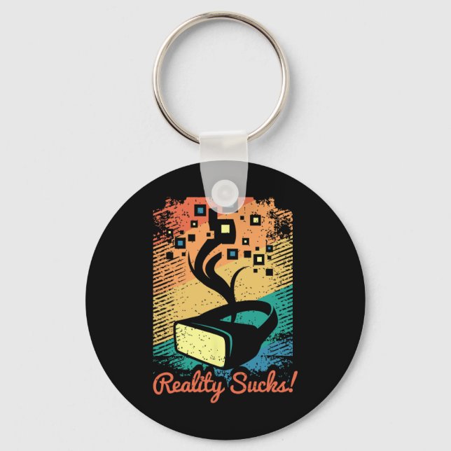 Virtual Reality Graphic Retro Distressed Art For A Key Ring (Front)