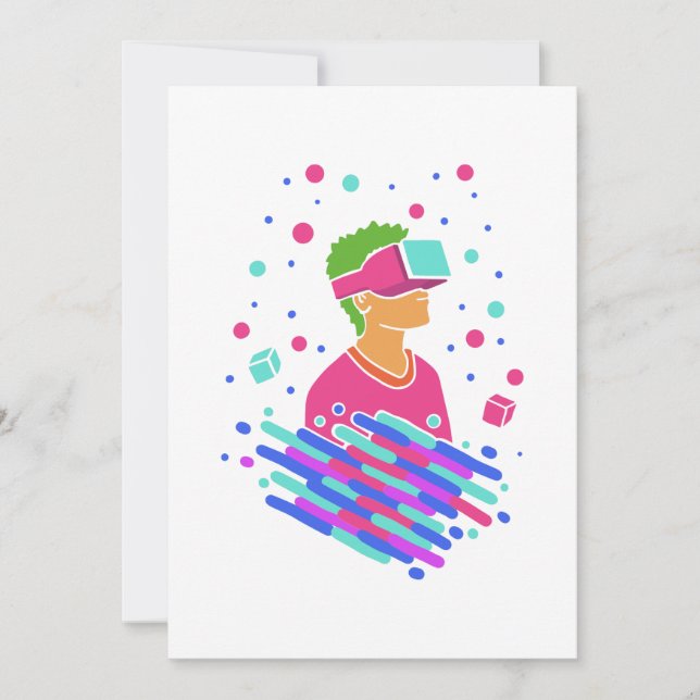 Virtual Reality Vaporwave - 80s 90s Retro style Holiday Card (Front)