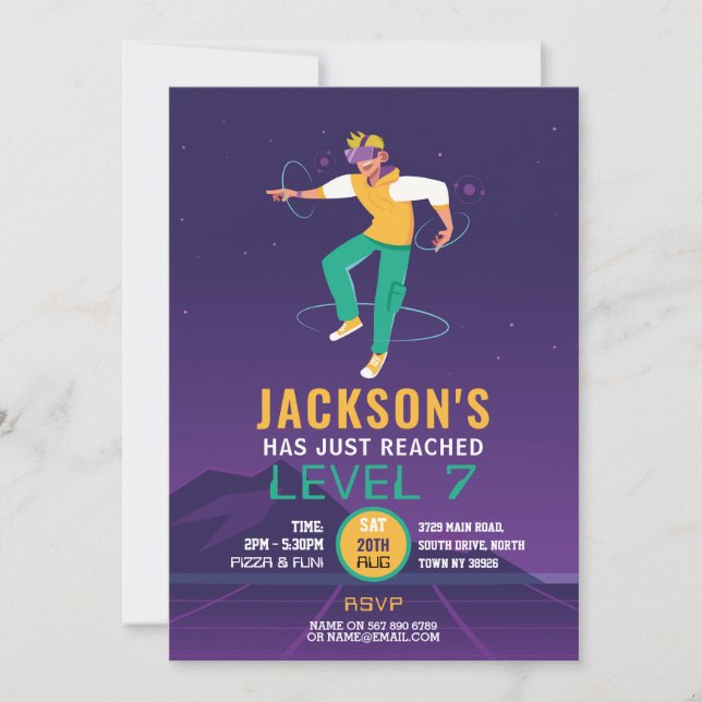 Virtual Reality VR Digital Gaming Gamer  Invitation (Front)