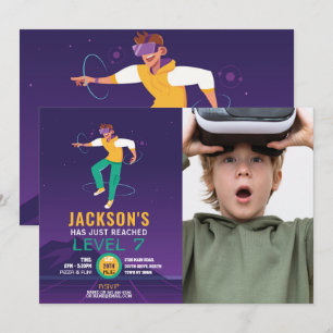 Virtual Reality VR Digital Gaming Gamer Photo Invitation