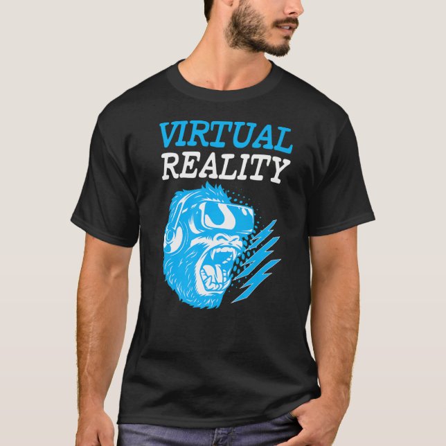 Virtual Reality VR Gamer Gaming Game Player Monkey T-Shirt (Front)
