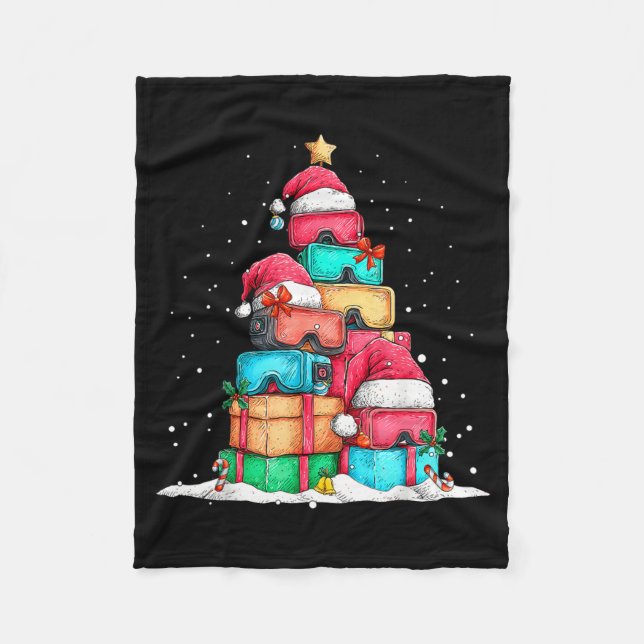 Virtual Reality Vr Gles Le Gaming Old School Gamer Fleece Blanket (Front)