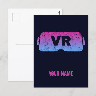Virtual Reality VR Vintage Gamer Video Glasses Postcard