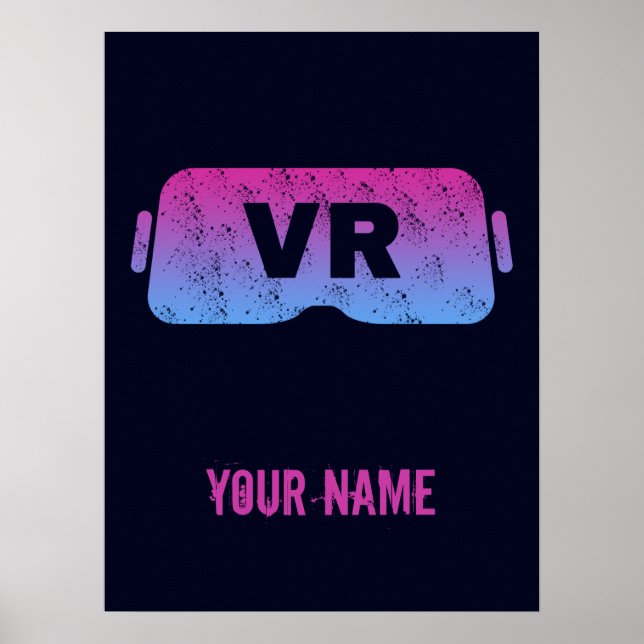 Virtual Reality VR Vintage Gamer Video Glasses Poster (Front)