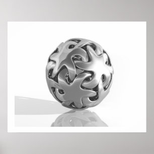Virtual Sculpture Interlocked Star Chrome Poster