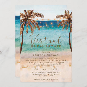 virtual shower by mail beach bridal shower invitation