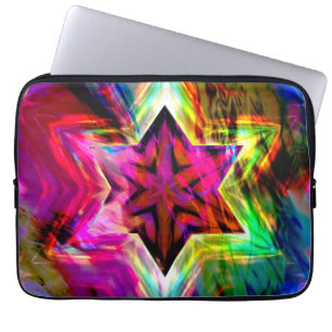 Virtual star with borders in colourful neon tones laptop sleeve