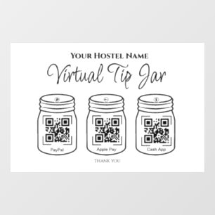 Virtual tip jar 3 jars simple QR code scannable 