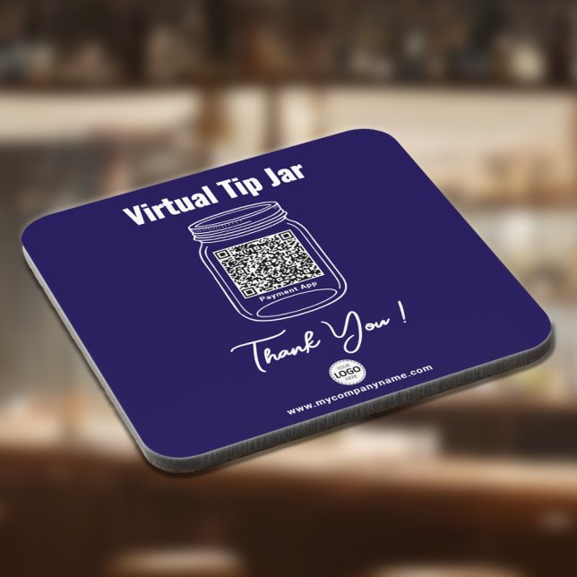 Virtual Tip Jar, Custom QR Code Payment App Blue Coaster (Creator Uploaded)