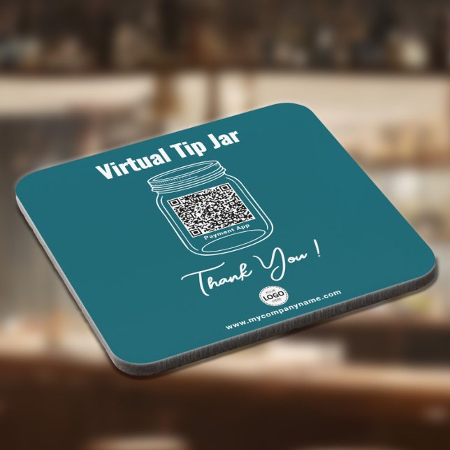 Virtual Tip Jar, Custom QR Code Payment App Teal Coaster (Creator Uploaded)