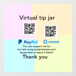 Virtual tip jar q r code money donation PayPal ven