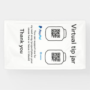 Virtual tip jar q r code money donation PayPal ven Banner