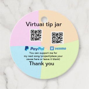 Virtual tip jar q r code money donation PayPal ven Favour Tags