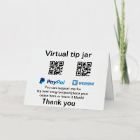 Virtual tip jar q r code money donation PayPal ven