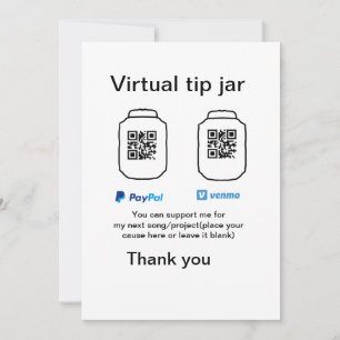 Virtual tip jar q r code money donation PayPal ven Invitation