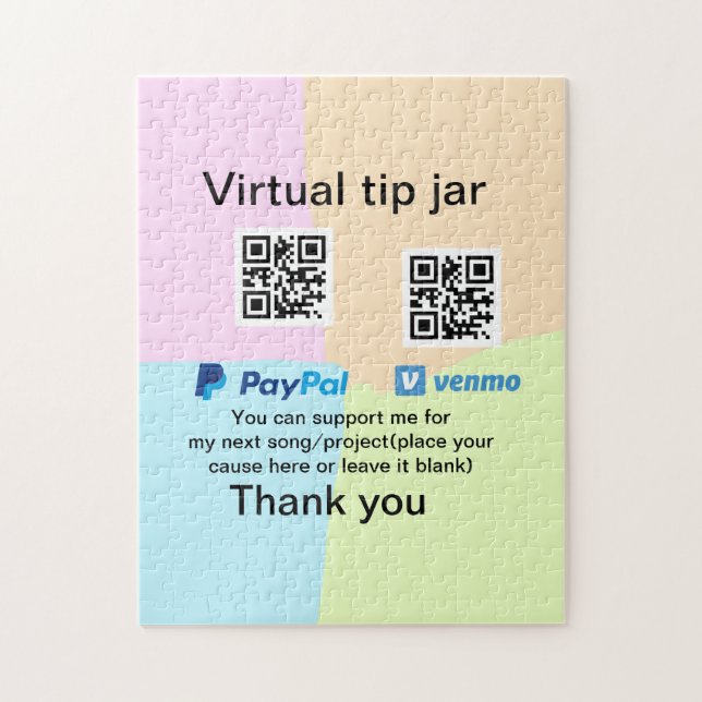 Virtual tip jar q r code money donation PayPal ven Jigsaw Puzzle (Vertical)