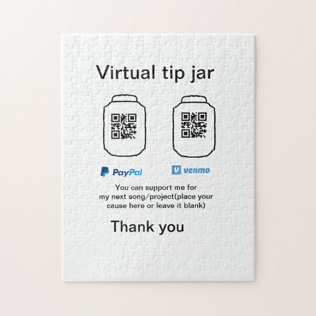 Virtual tip jar q r code money donation PayPal ven Jigsaw Puzzle (Vertical)