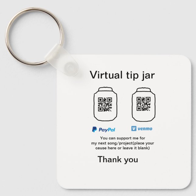 Virtual tip jar q r code money donation PayPal ven Key Ring (Front)