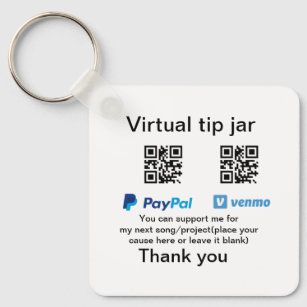 Virtual tip jar q r code money donation PayPal ven Key Ring