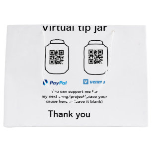 Virtual tip jar q r code money donation PayPal ven Large Gift Bag