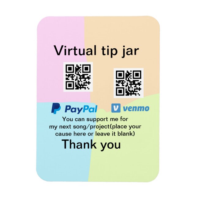 Virtual tip jar q r code money donation PayPal ven Magnet (Vertical)