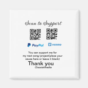 Virtual tip jar q r code money donation PayPal ven Magnet
