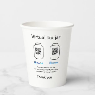 Virtual tip jar q r code money donation PayPal ven Paper Cups
