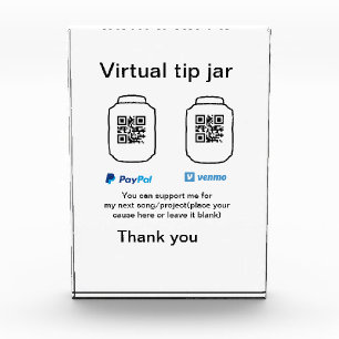 Virtual tip jar q r code money donation PayPal ven Photo Block