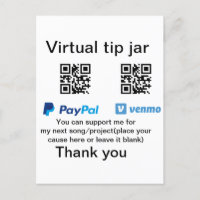 Virtual tip jar q r code money donation PayPal ven