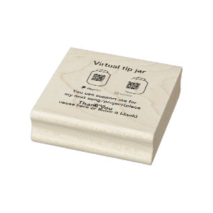 Virtual tip jar q r code money donation PayPal ven Rubber Stamp