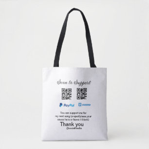 Virtual tip jar q r code money donation PayPal ven Tote Bag