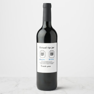 Virtual tip jar q r code money donation PayPal ven Wine Label