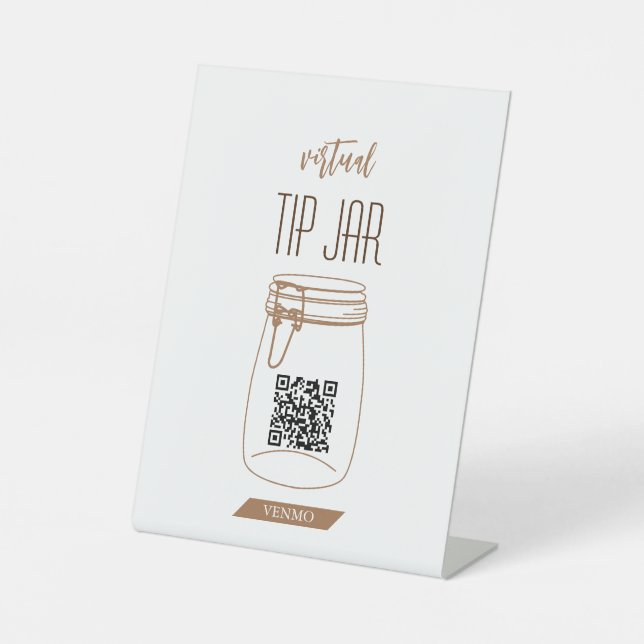 Virtual Tip Jar QR Code Pedestal Sign (Front)