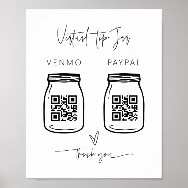 Virtual Tips Sign Cash Business Donate Poster G400 (Front)