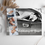 Virtual Wedding Anniversary Party, Photo Collage Postcard<br><div class="desc">Celebrate a big wedding Anniversary virtually with this postcard party invitation.  The frontside features 4 photos of the anniversary couple and the backside provides party details and how to link with videoconferencing tools.  Works well for any year - just change the 60 to 40,  50,  etc.</div>