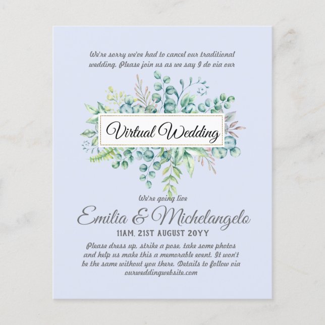 Virtual Wedding Video Chat Live Streaming Invites (Front)