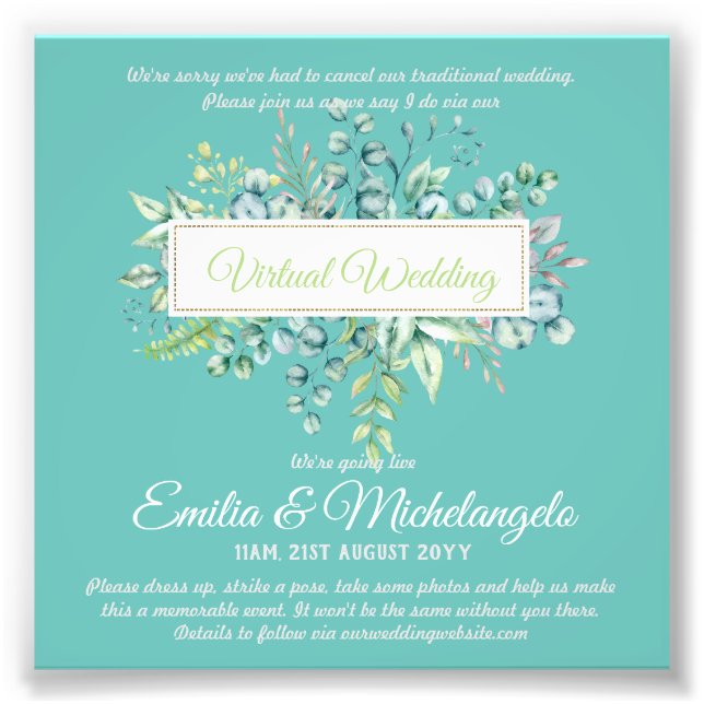 Virtual Wedding Video Chat Live Streaming Invites Photo Print (Front)
