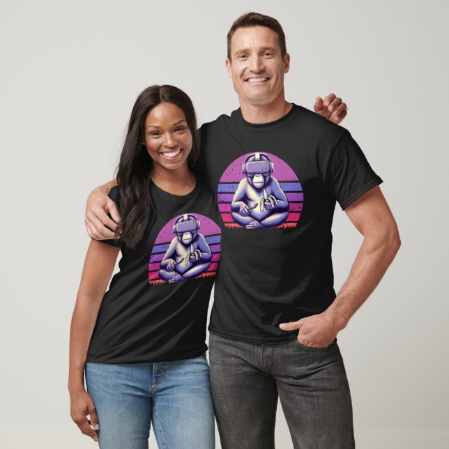 Virtual Zen: Retro Aesthetic Gamer Gorilla shirt (Unisex)